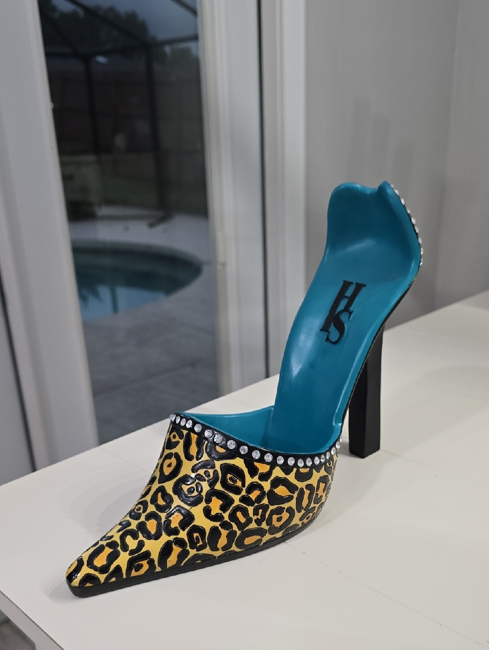 Evergreen Leopard Print High Heel Wine Bottle Holder